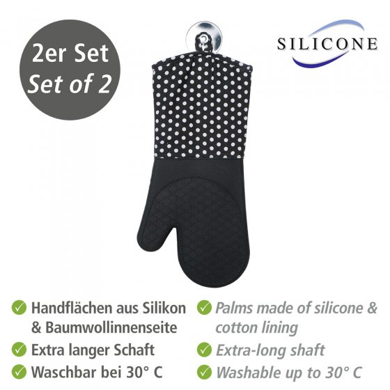 Topfhandschuhe Silikon Schwarz, 1 Paar