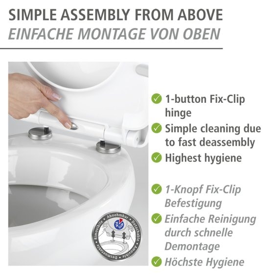 WC-Sitz Mod. Polar mit Hochglanz-Oberfläche, aus bruchstabilem Thermoplast 