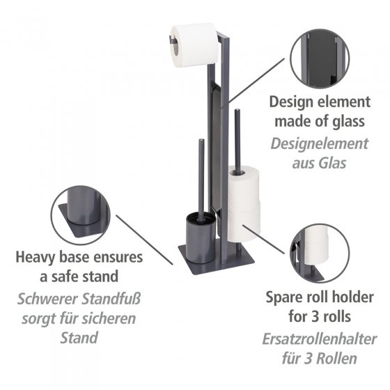Stand WC-Garnitur Mod. Rivalta Grau, Platte aus Sicherheitsglas 