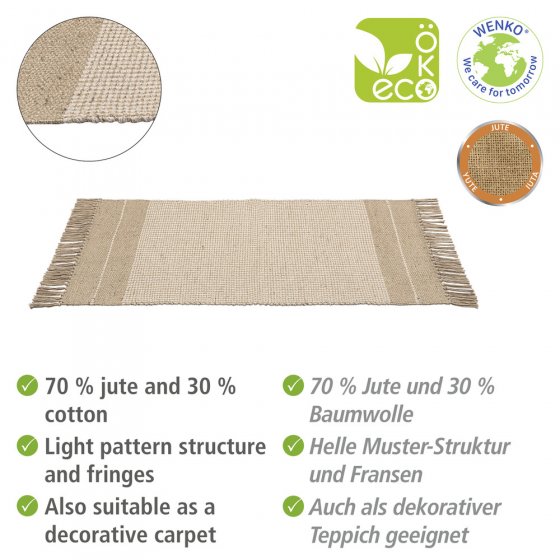 Badematte Mod. Pica, 70 % Jute-Anteil 