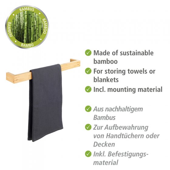 Handtuchstange Mod. Bambusa aus Bambus, 60 cm, inkl. Befestigungsmaterial 