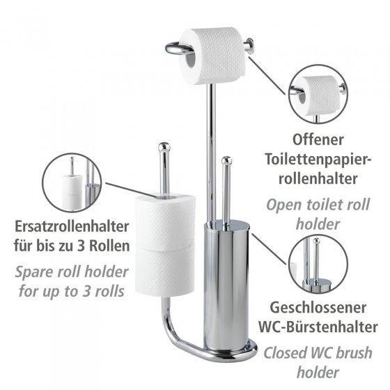 Stand WC-Garnitur Universalo Chrom, integrierter Toilettenpapierhalter und WC-Bürstenhalter