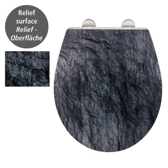 Premium WC-Sitz Mod. Slate Rock mit Relief, aus antibakteriellem Duroplast 