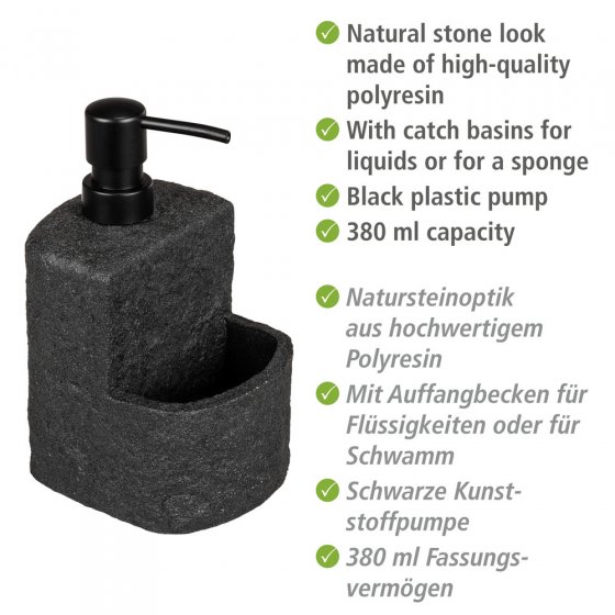 Spülmittelspender Mod. Festival Stone Schwarz, Seifenspender 