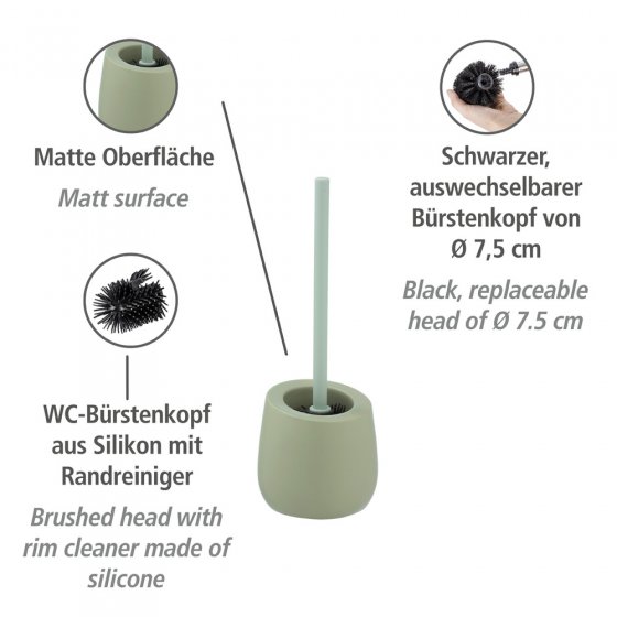 WC-Garnitur Mod. Badi Lindgrün Keramik, mit Silikon-Bürstenkopf