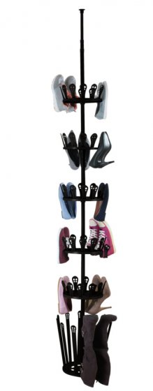 Teleskop-Schuhregal Mod. Achilles, Schwarz, für 30 Paar Schuhe und 6 Paar Stiefel 