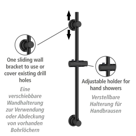Duschstange ohne Bohren Schwarz, Befestigen ohne Bohren 