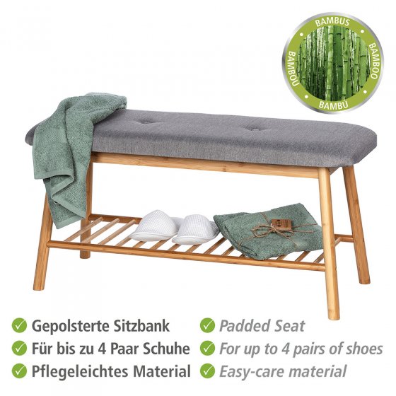 Schuhbank aus Bambus mit Sitzpolster Mod. Bahari, Bambus