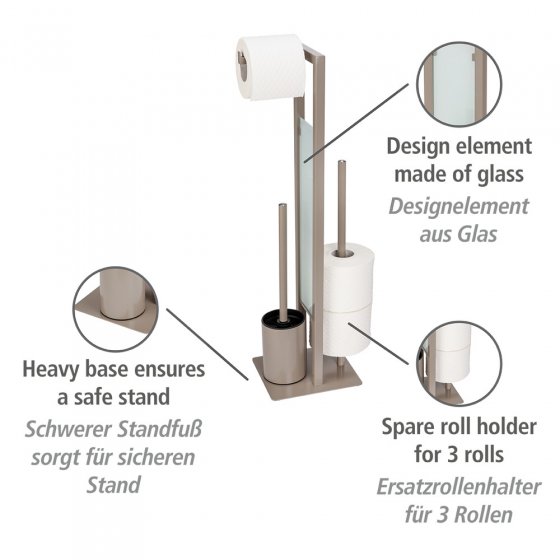 Stand WC-Garnitur Mod. Rivalta Taupe, Platte aus Sicherheitsglas 