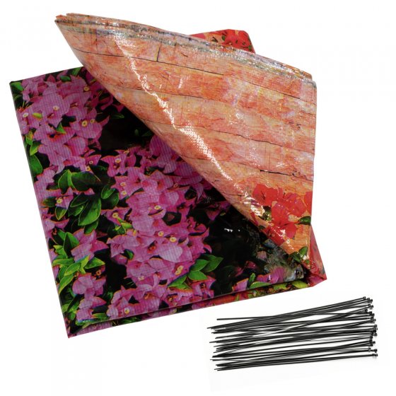 Balkon-Sichtschutz Mauer-Blumen, 5 m, UV- und witterungsbeständig 