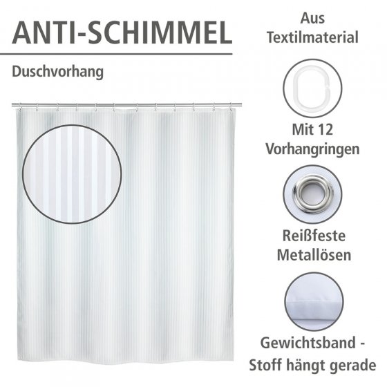 Anti-Schimmel Duschvorhang Mod. Palais, Textil (Polyester), 180 x 200 cm, waschbar