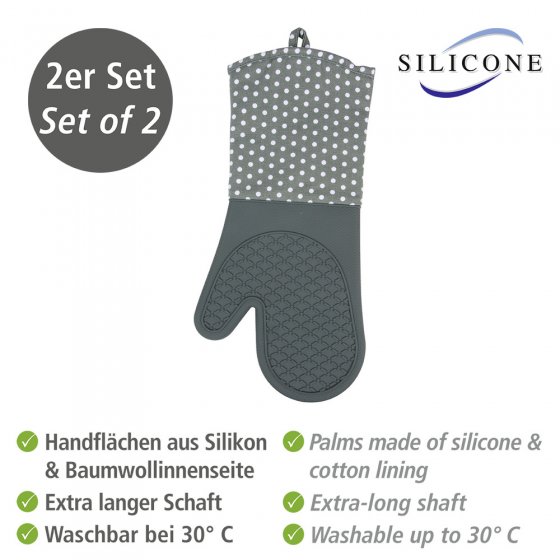 Topfhandschuhe Silikon Grau, 1 Paar