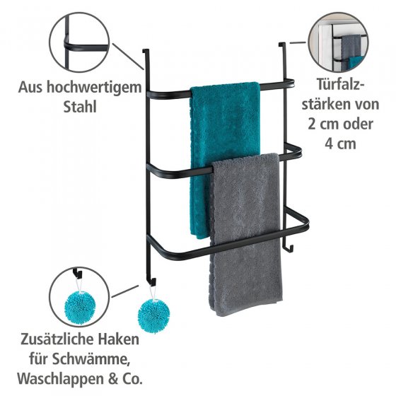 Handtuchhalter Mod. Irpinia Schwarz, mit 3 Handtuchstangen 
