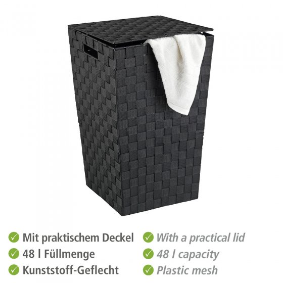 Wäschetruhe Mod. Adria Square Schwarz, 48 ltr. Fassungsvermögen