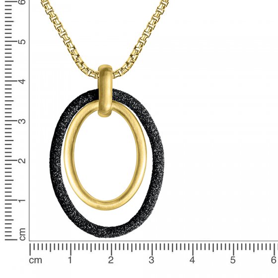 Halskette Edelstahl gelb plattiert mit Stardust grau 