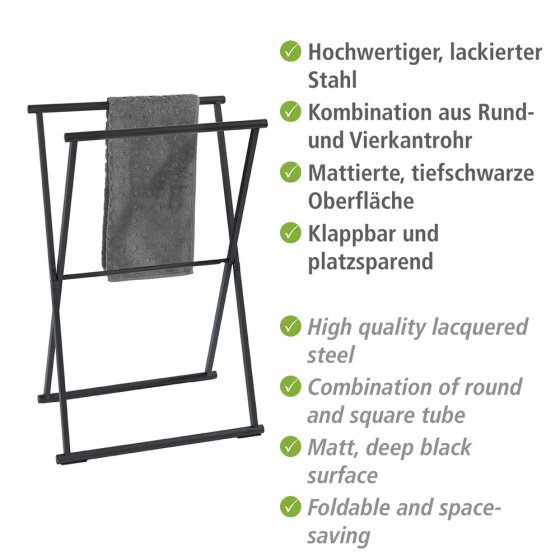 Handtuchständer Mod. Lava Schwarz matt, platzsparend klappbar