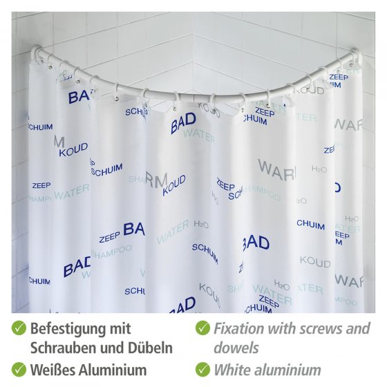 Rundduschstange Weiß, 80 x 80 / 90 x 90 cm 