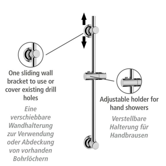 Duschstange ohne Bohren Chrom, Befestigen ohne Bohren 