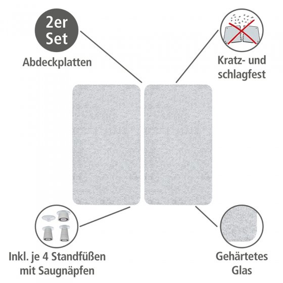 Herdabdeckplatte Universal 2er Set, für alle Herdarten