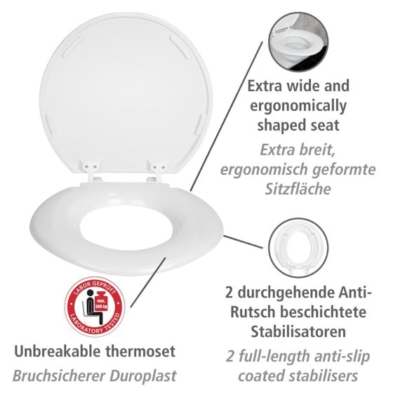WC-Sitz Mod. Torino XXL, aus antibakteriellem Duroplast, belastbar bis 300 kg 