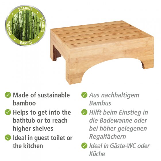 Badschemel Mod. Bambusa aus Bambus, praktischer Tritt 