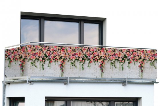 Balkon-Sichtschutz Rosen, 5 m, UV- und witterungsbeständig 