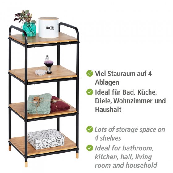 Regal Mod. Loft aus Bambus mit 4 Etagen, Badezimmerregal, Wohnregal
