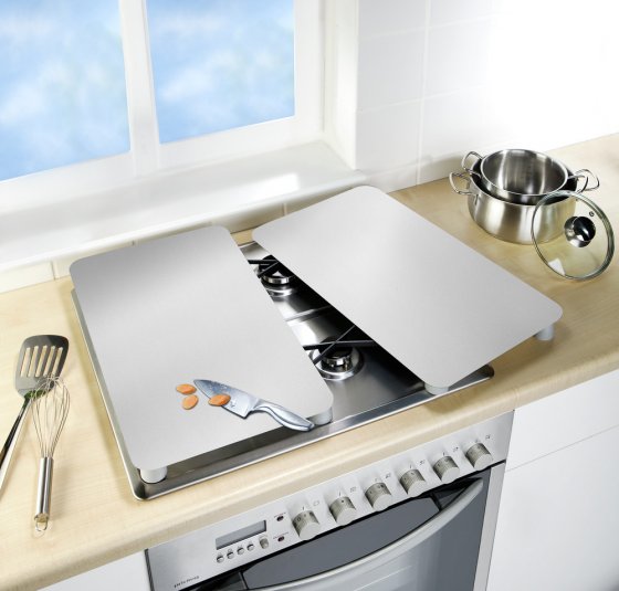 Herdabdeckplatten Universal Silber 2er Set, für alle Herdarten