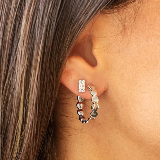 Ohrstecker 925 Sterling Silber rhodiniert Zirkonia 