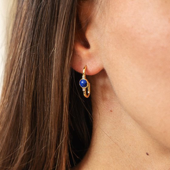 Creolen 925 Silber vergoldet Lapis und Zirkonia 