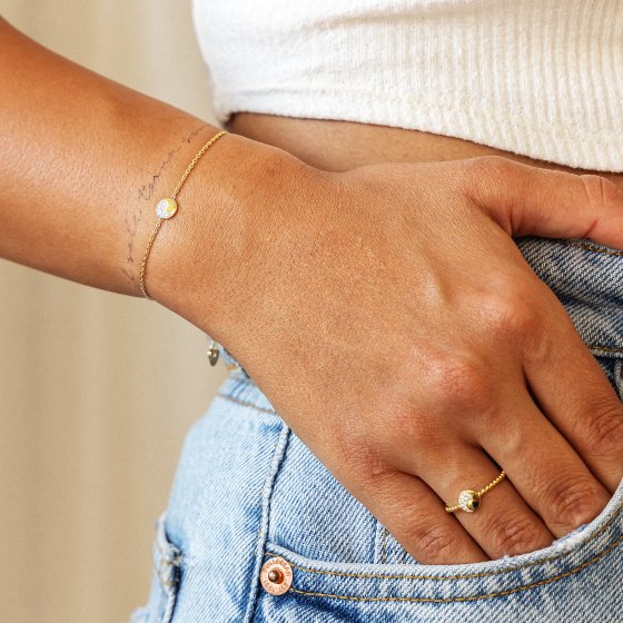Armband 925 Silber vergoldet mit Yin & Yang Anhänger 