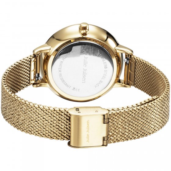 Damenuhr Edelstahl goldfarben fallende Blätter 