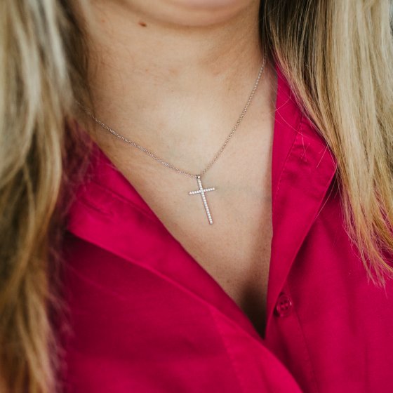 Anhänger mit Kette 925/- Sterling Silber rhodiniert mit Anhänger Kreuz 