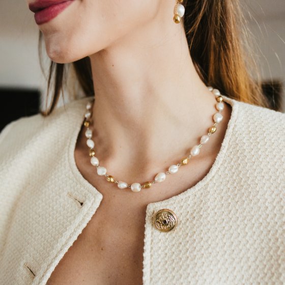 Collier 925/- Sterling Silber vergoldet Süßwasserperlen 