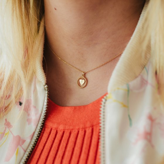 Collier 925/- Sterling Silber vergoldet mit beweglichem Herz 