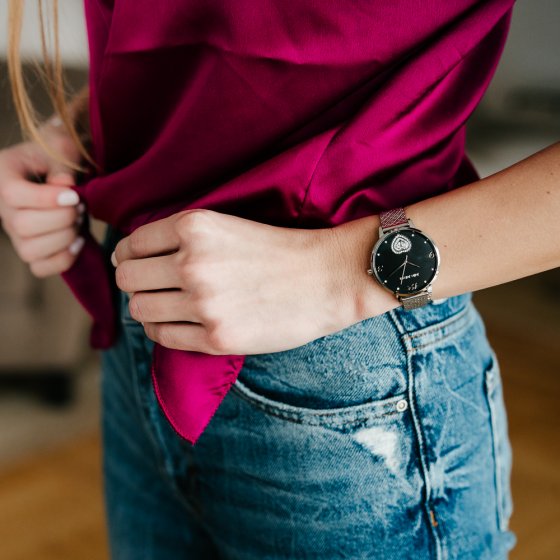 Damenuhr Edelstahl silberfarben Zirkoniaherz 