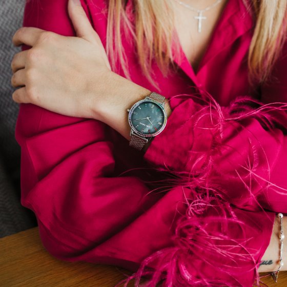 Damenuhr Edelstahl silberfarben Rainbow silver black 