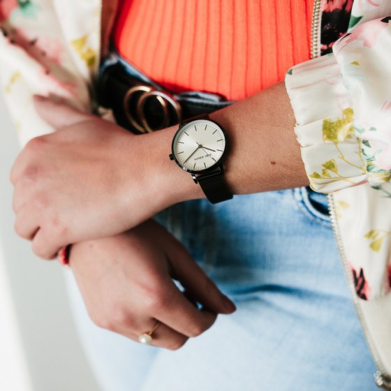 Damenuhr Edelstahl schwarz Basic Line 