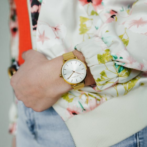 Damenuhr Edelstahl goldfarben Basic Line 