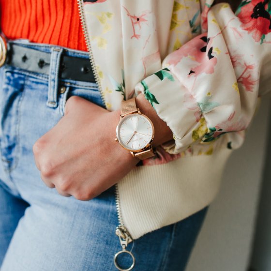 Damenuhr Edelstahl roséfarben Basic Line 