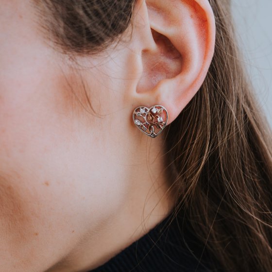 Ohrstecker 925/- Sterling Silber  teils rosé vergoldet Zirkonia 