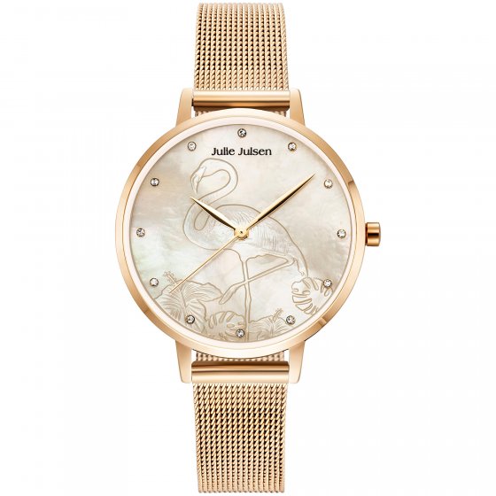 Damenuhr Edelstahl roséfarben Flamingo 