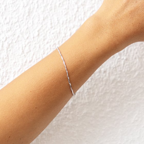Armband 925/- Sterling Silber rhodiniert Schlangenkette vierseitig diamantiert gedreht 