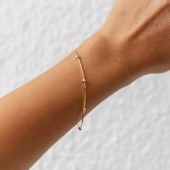 Armband 925/- Sterling Silber vergoldet Schlangenkette vierseitig diamantiert mit Kugeln 