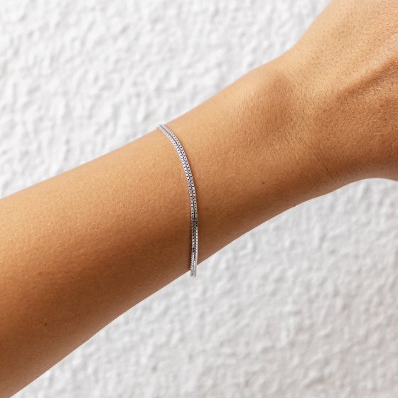 Armband 925/- Sterling Silber rhodiniert zweireihige Venezianer Kette 