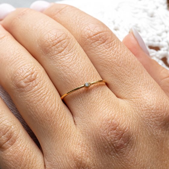 Ring 925 Sterling Silber gelb vergoldet Zirkonia 