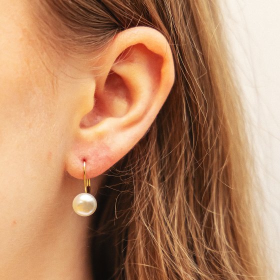 Ohrringe Gold 585 Perle weiß 