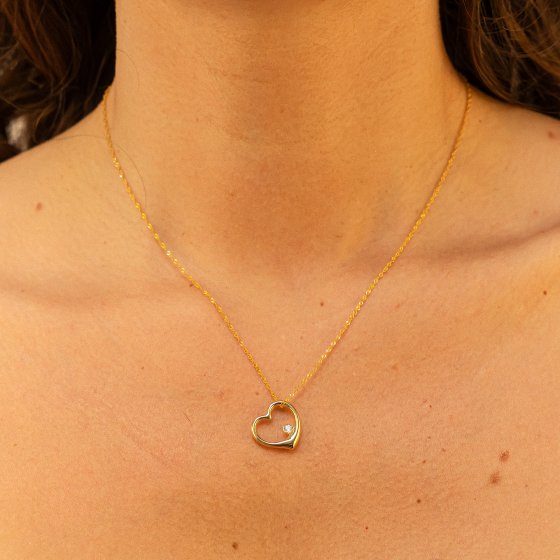 Halskette Gold 333 Herz Motiv Zirkonia weiß 