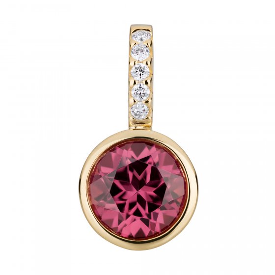 Anhänger Gold 585 mit 5x Brillant zus. 0,02ct. und Rhodolith 