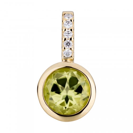 Anhänger Gold 585 mit 5x Brillant zus. 0,02ct. und Peridot 